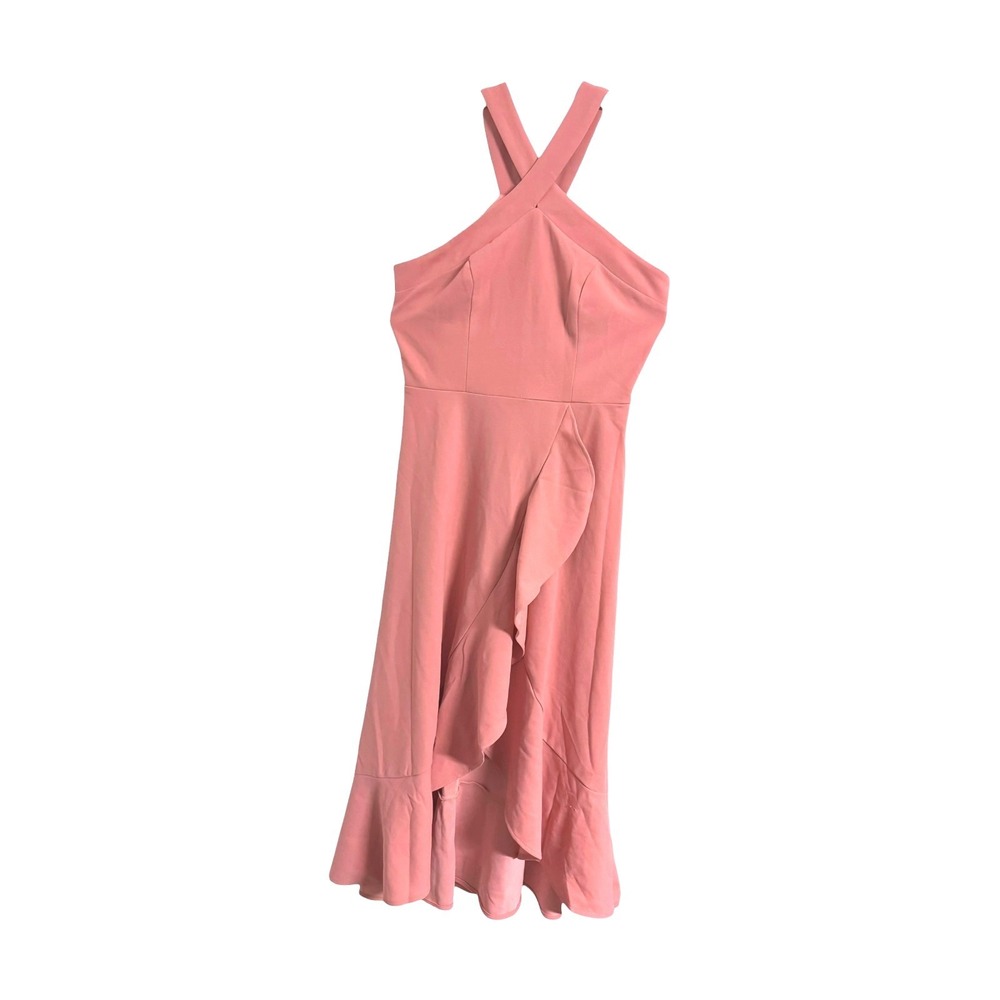 Bbonlinedress Womens Pink Halter High-Low Ruffle Cocktail Dress Size M - Picture 2 of 7